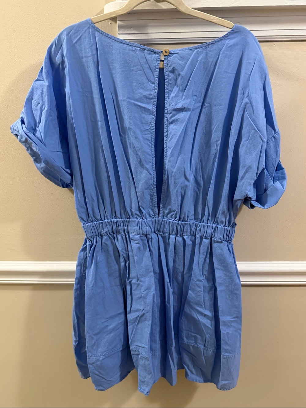 Free People Light Blue Open Back Elastic-Waist Short Dress - Picture 9 of 10